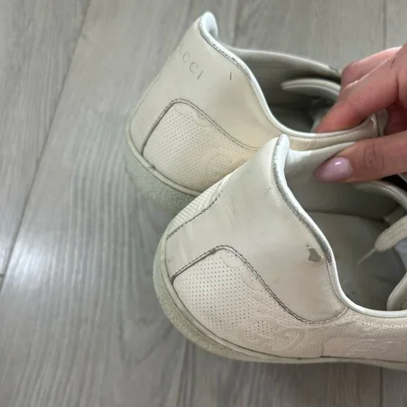 Gucci Ace GG Embossed White Sneakers - Picture 10 of 11